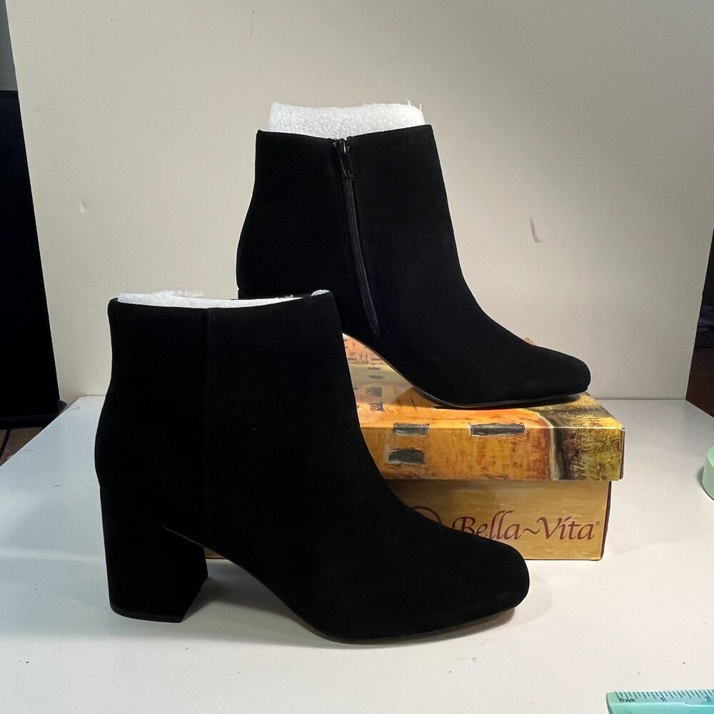 Bella Vita Wilma Black Suede Ankle Bootie SZ 12 WW NEW